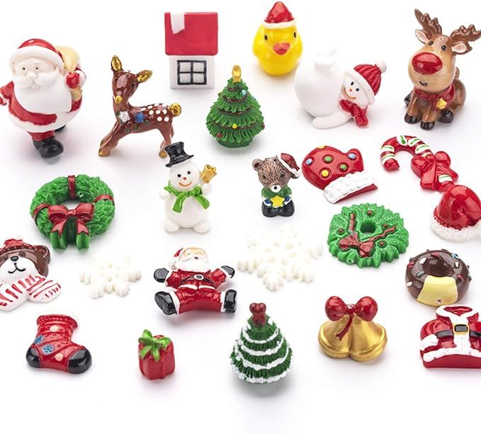 Mini Christmas Ornaments, Sooez Set of 24 Cute Miniature Resin Christmas Tree Ornament Figures Ad... | Amazon (US)