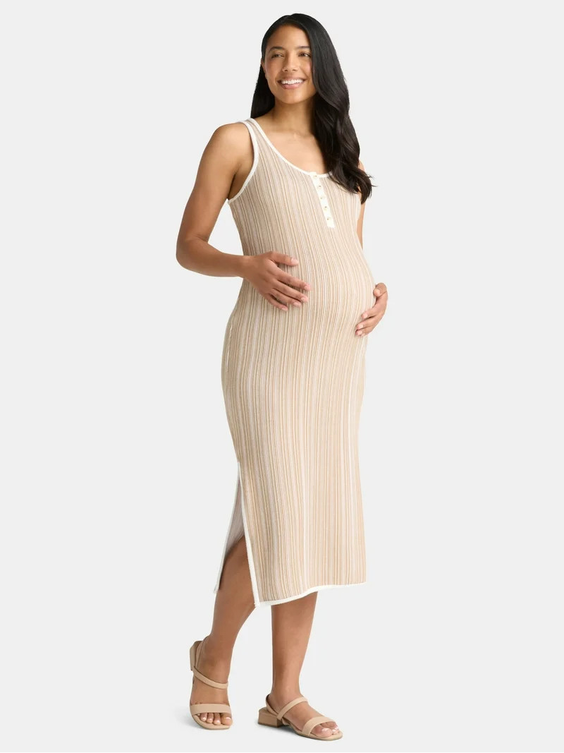 Time and Tru Women's Maternity Henley Tank Maxi Dress, Sizes S-2XL | Walmart (US)
