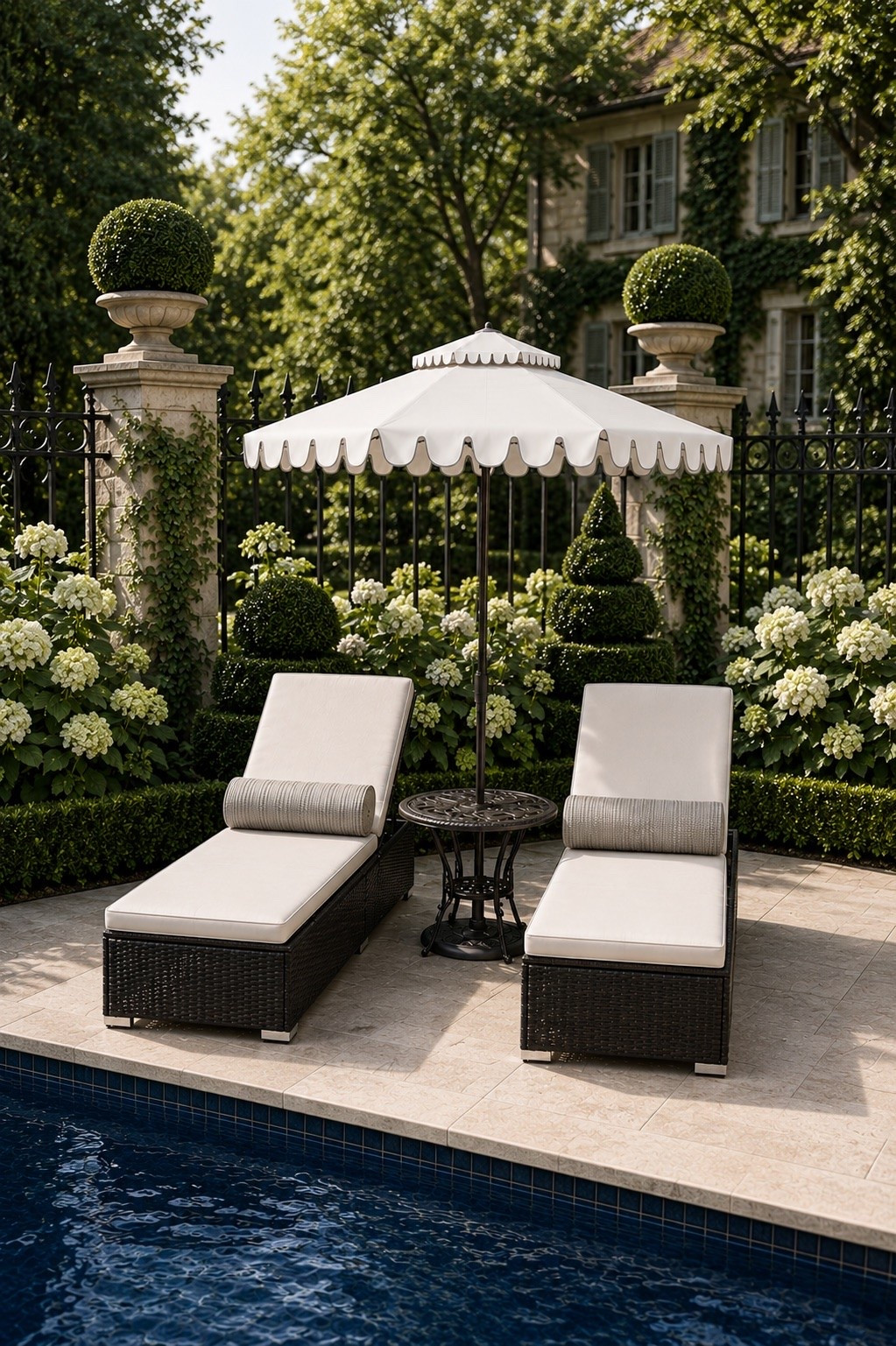 Outdoor lounge set from Amazon. Pool a poster, launcher, scalloped umbrella.

#LTKHome #LTKSeasonal #LTKSaleAlert