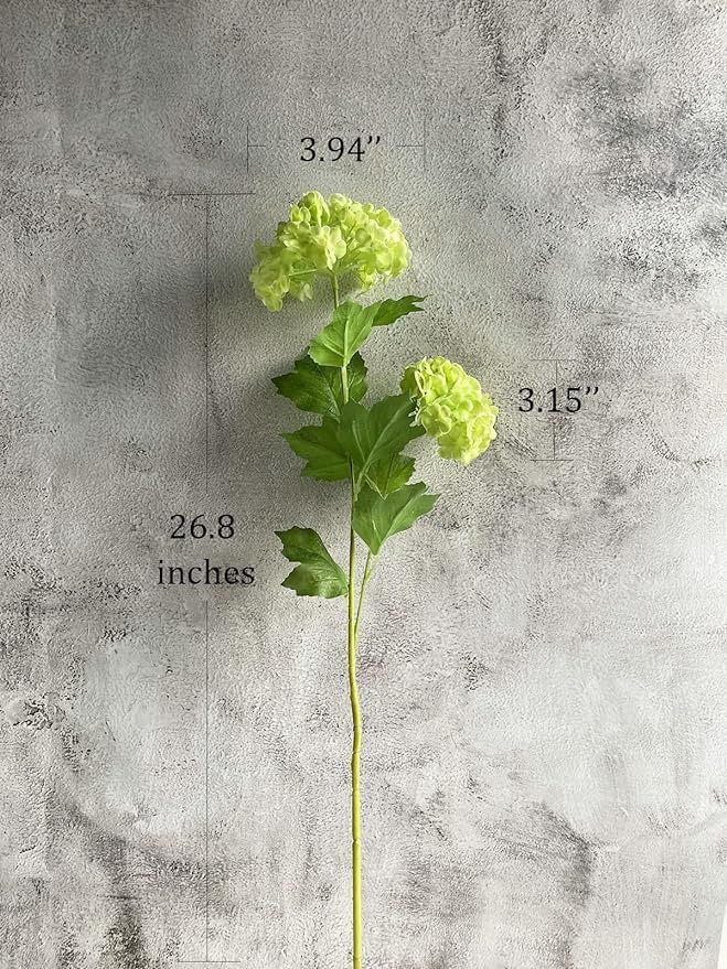 YalzoneMet 4pcs Viburnum Artificial Flower Snowball 26.8'' Long Stem Green Small Hydrangea Flower... | Amazon (US)