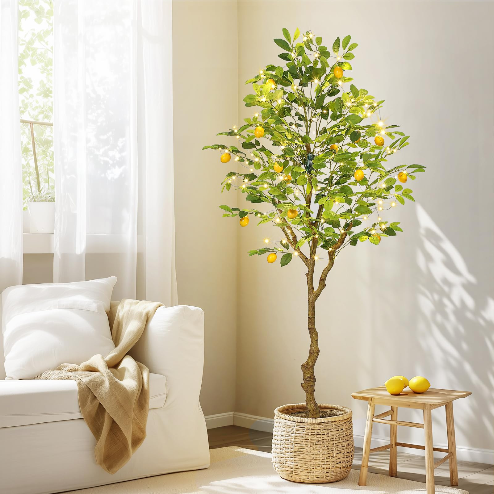 GarveeHome 6FT Artificial Lemon Tree Indoor, Pre Potted Faux Lemon Tree with Realistic Fruit and ... | Amazon (US)