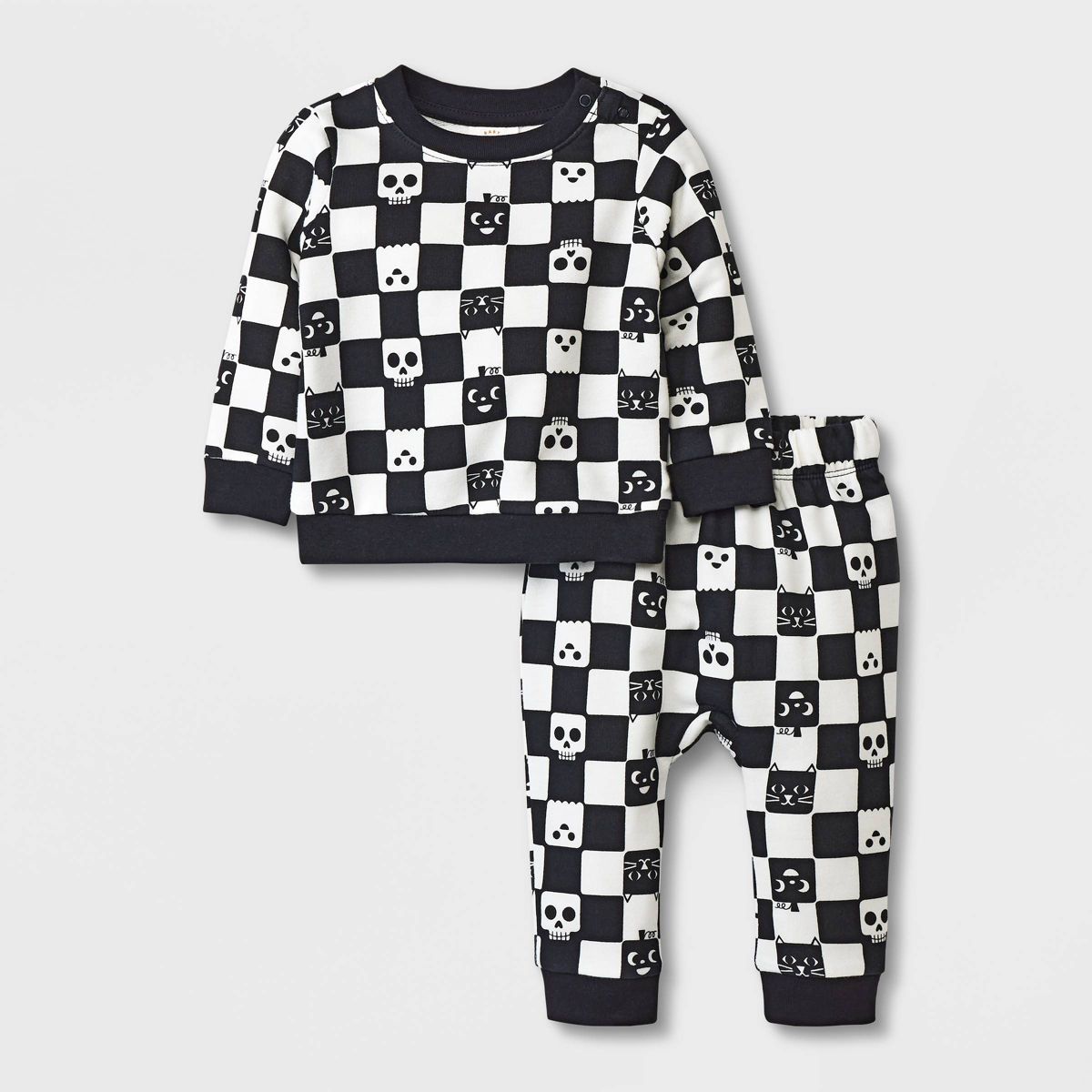 Baby 2pc Checkered Sweatshirt & Jogger Pants Set - Halloween - Cat & Jack™ Black | Target