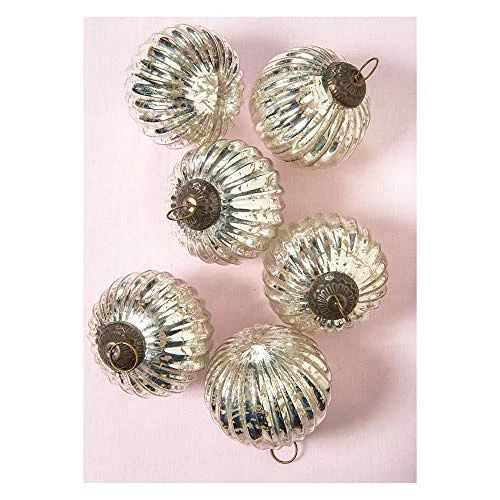 Luna Bazaar Large Mercury Glass Ball Ornaments (3-Inch, Silver, Mona Design, Set of 6) - Great Gi... | Walmart (US)