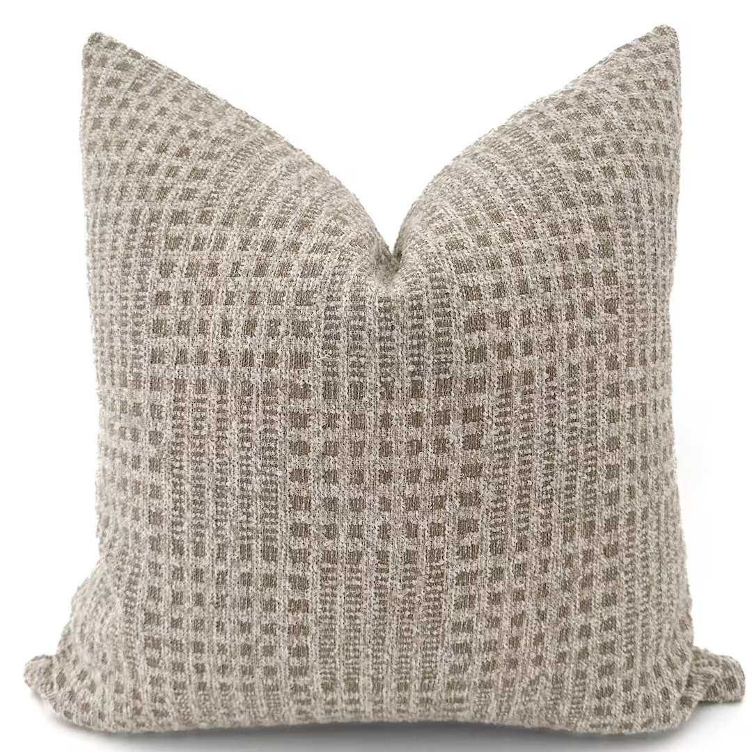 Patchwork Taupe Pillow Cover, Textured Pillow Cover, Decorative Pillows, Tan Pillows, Neutral Pil... | Etsy (US)