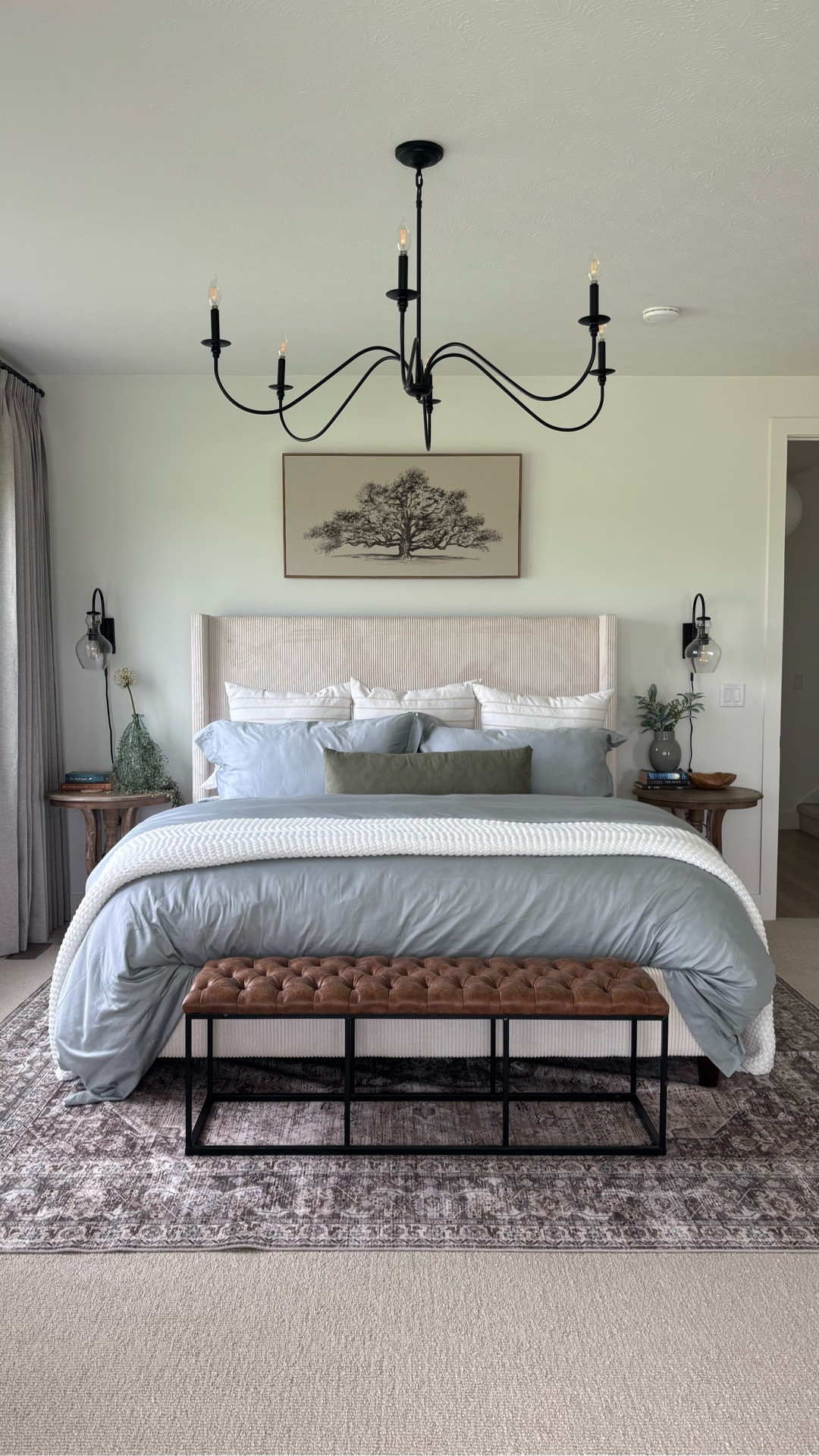 We LOVE it!  I was worried it would seem cheep but it doesn’t.  I loved the height which is 61” tall.  A lot of beds are 51-54” tall.  The little extra height makes sure it’s not hidden.  I also loved that it was corduroy.  I love mixing all kinds of fabrics and textures.  Also, I have to mention the @bollandbranch bedding!  It’s my absolute favorite ever!  I am loving the blue color.  Use my code: 40NORTH FOR 20% off.  Comment SHOP and I will send you a link for the bed and bedding.

#farmhouse #masterbedroom #amazonfinds #bollandbranch #bedroomdecoration #bedroomdesign #bedframe #affordablehomedecor #duvetcover

#LTKHome