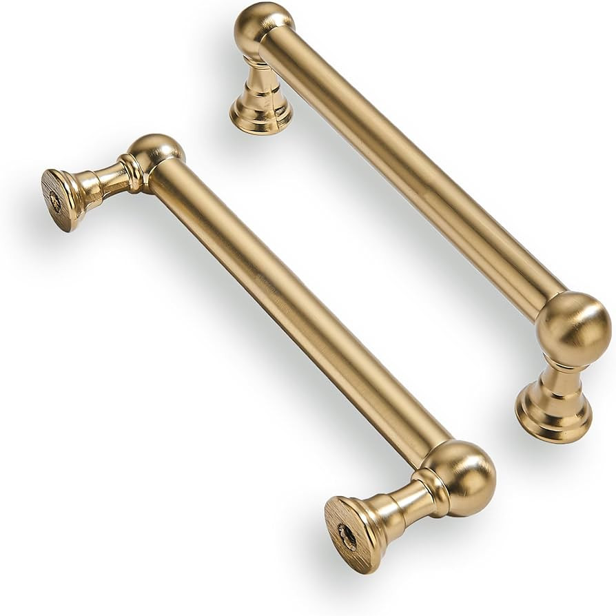 khtumeware 10 Pack 3-3/4 Inch Hole Center Brushed Brass Cabinet Pulls Heavy Duty Solid Warm Brass... | Amazon (US)