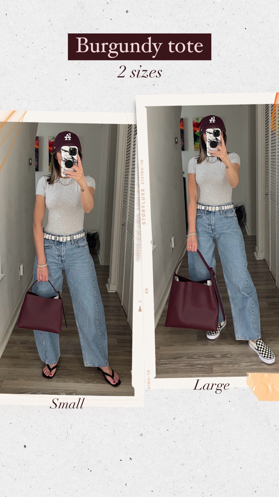 Burgundy is the IT color for fall. Loving this tote bag for everyday wear. Comes in a small and larger size, plus in several colors. Perfect carryall tote for everyday. Which size do you prefer?

Tote, burgundy, workwear, casual outfit, fall outfit, baseball cap, barrel jeans, bodysuit, T-shirt, under $100, tote bag, shopper bag, sandals, white sneakers, The Stylizt 



#LTKFindsUnder100 #LTKFindsUnder50 #LTKItBag