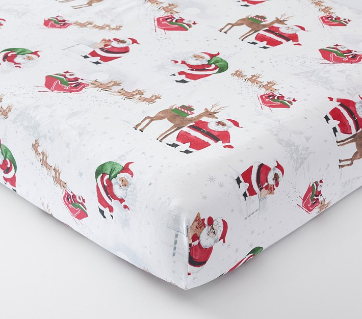 Heritage Santa Organic Crib Fitted Sheet | Pottery Barn Kids