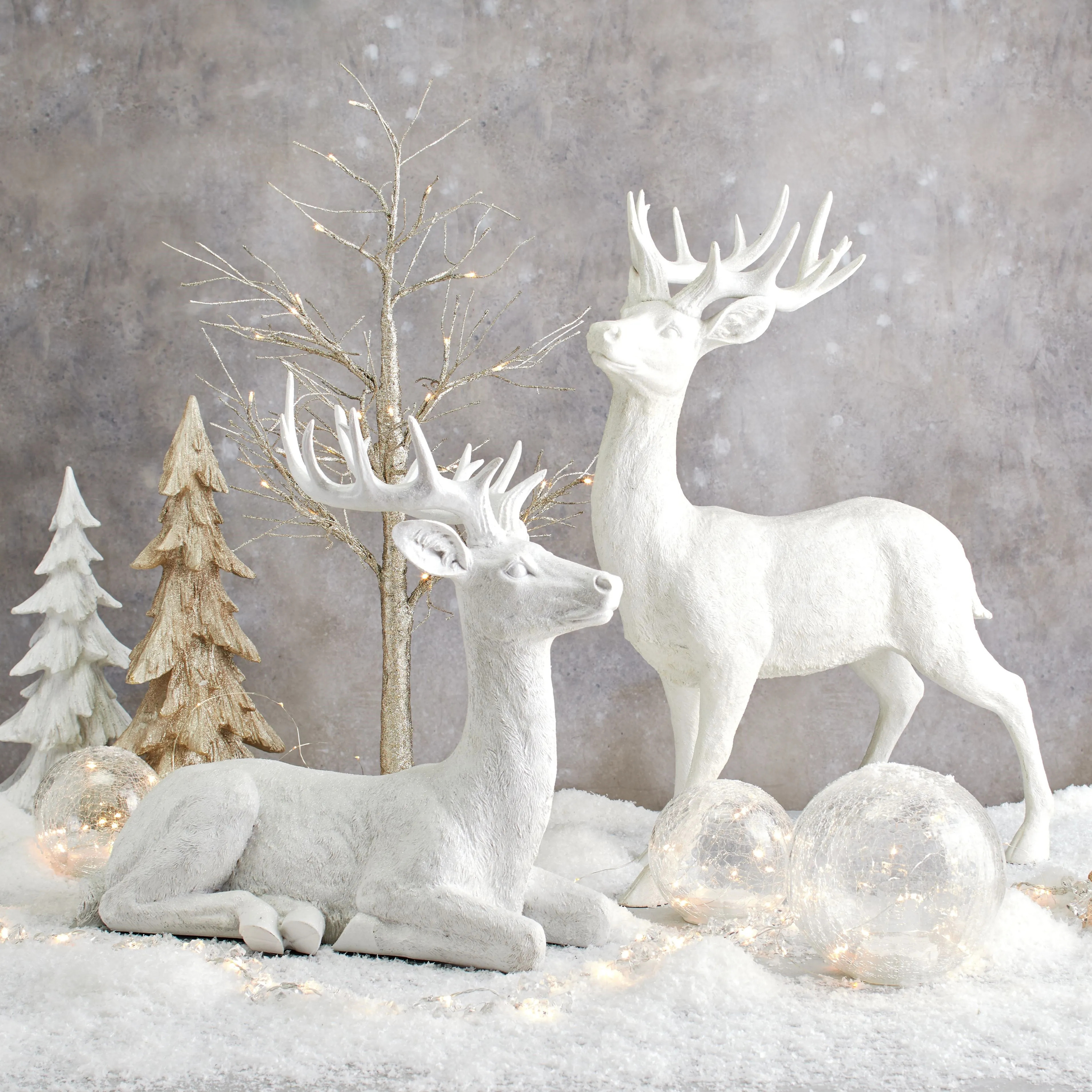 Majestic Deer | White | Décor | Z Gallerie | Sitting Deer - 22.5"W x 12.5"D x 22"H | Poly resin | Z Gallerie