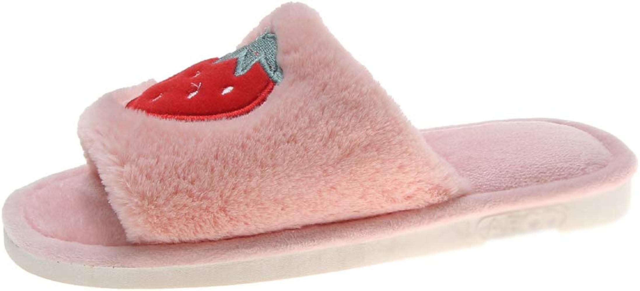 JadeRich Women's Fruits Pattern Open-Toe Fleece Indoor Slippers | Amazon (US)