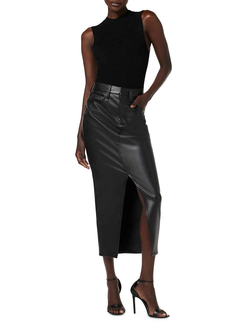 Faux Leather Five-Pocket Midi-Skirt | Saks Fifth Avenue