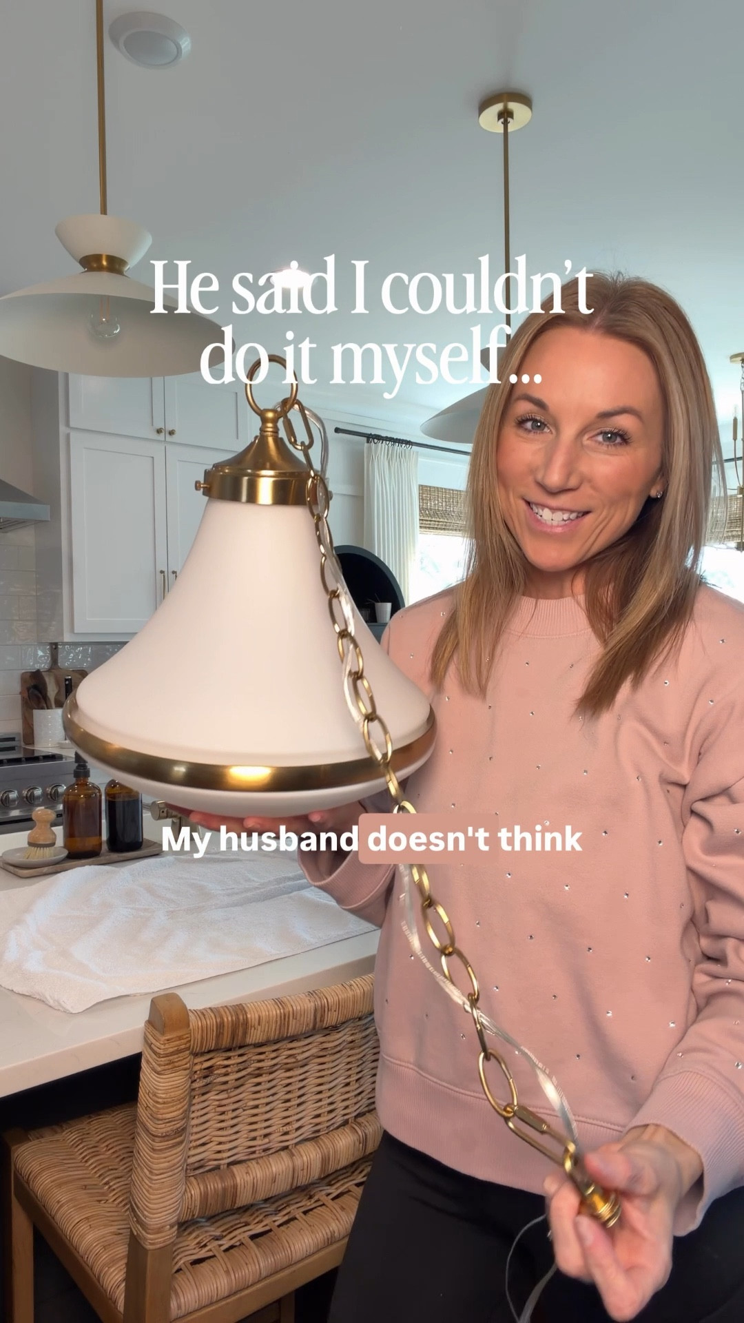 I almost had to eat my words … 

Be for real, did you think I could do this by myself? Let me know in the comments 👇🏻

#Diyhomedecor #kitchenupgrade #pendantlights #husbandandwifechallenge #modernclassic
Pendant lights, kitchen lights, island lights

#LTKHome #LTKmomlife