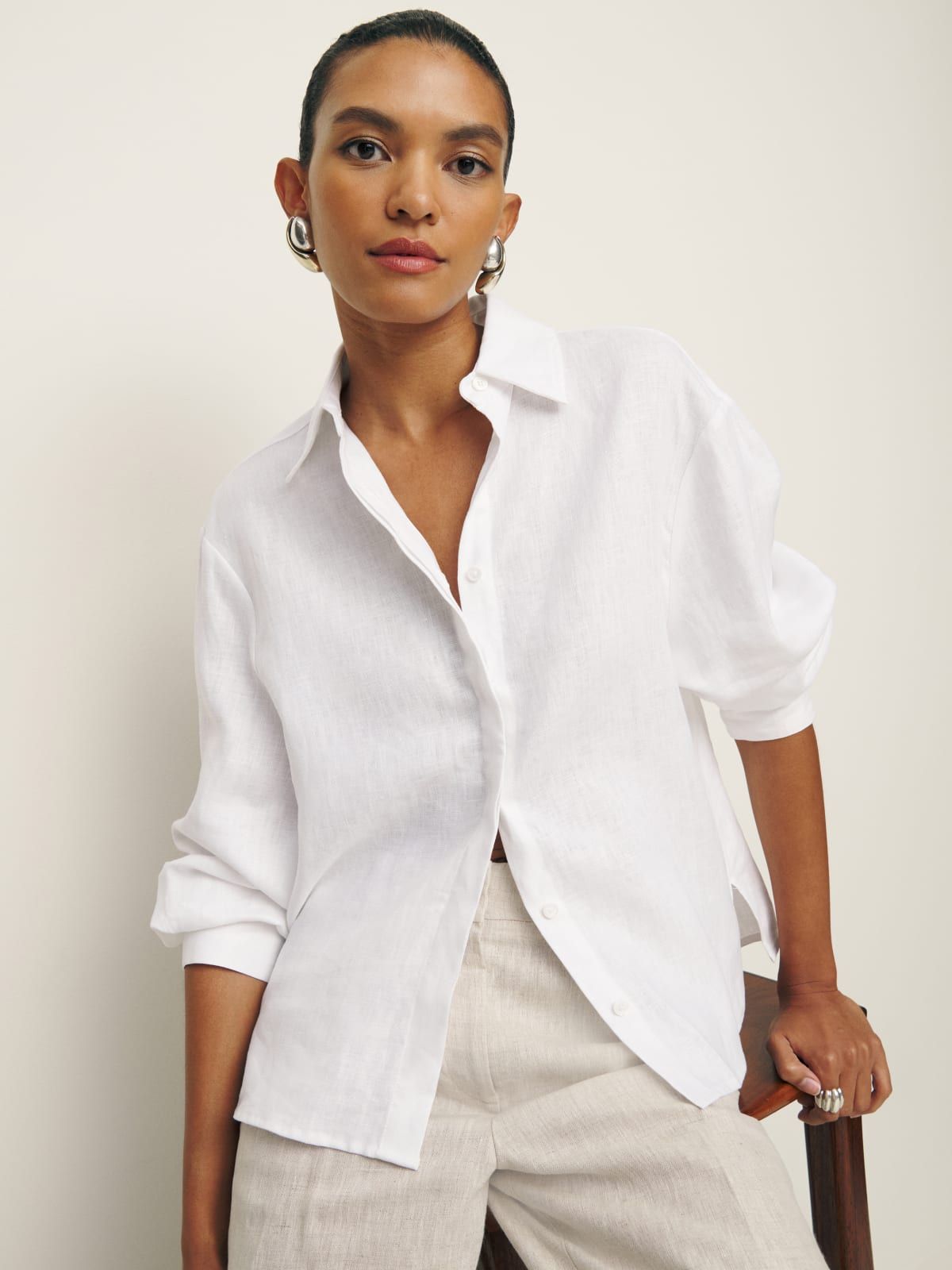 Andy Oversized Linen Shirt | Reformation (Global)