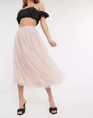 Needle & Thread midi tulle skirt in blush | ASOS (Global)
