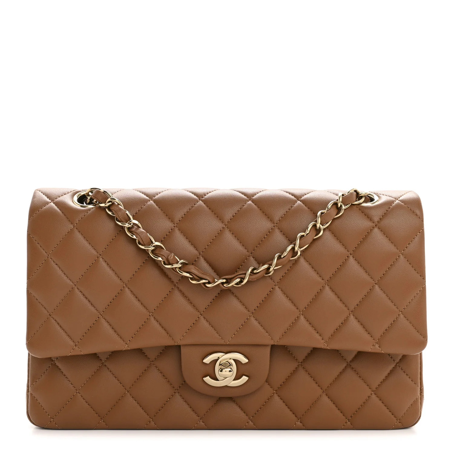 Chanel Lambskin Quilted Medium Double Flap Brown | FASHIONPHILE (US)