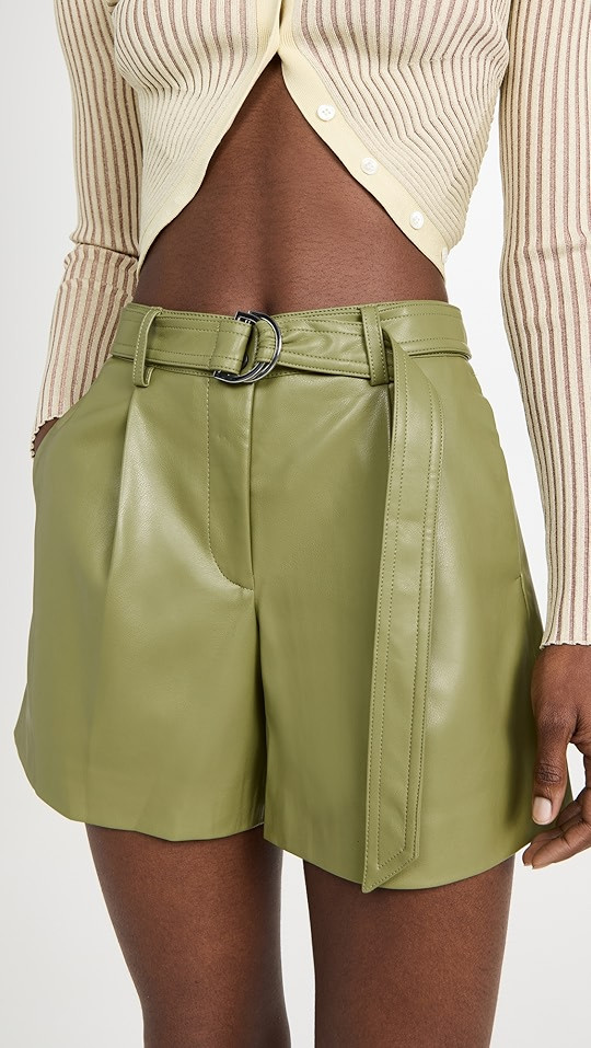 Rebecca Taylor Vegan Leather Belted Shorts | SHOPBOP | Shopbop
