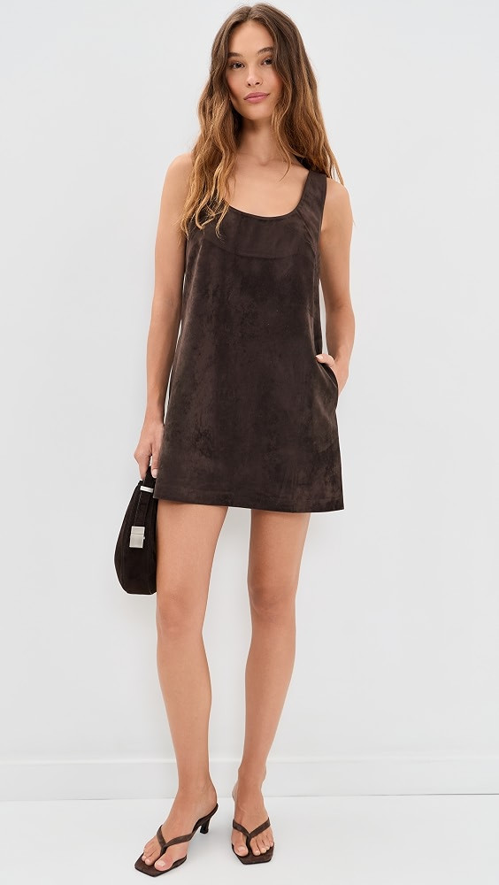 Joe's Jeans The Scoop Faux Suede Mini Dress Dark Chocolate XL | Shopbop