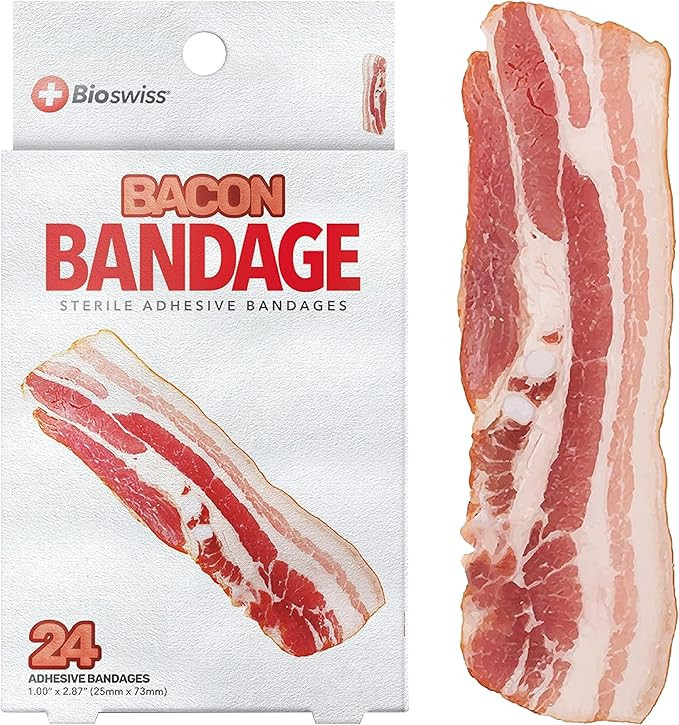 BioSwiss Bandages, Bacon Shaped Self Adhesive Bandages, Latex Free Sterile Wound Care, Fun First ... | Amazon (US)