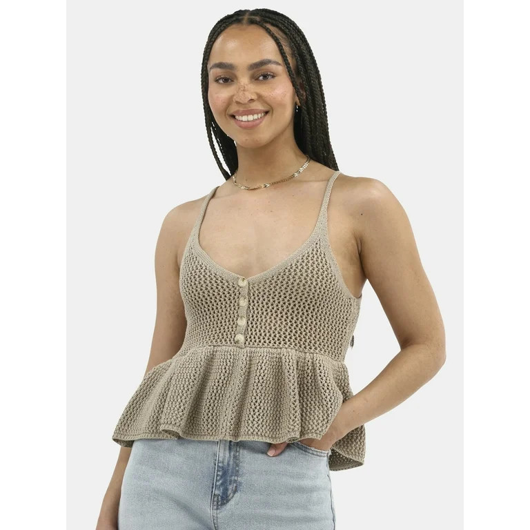 No Boundaries Peplum Sweater Tank Top, Women's | Walmart (US)