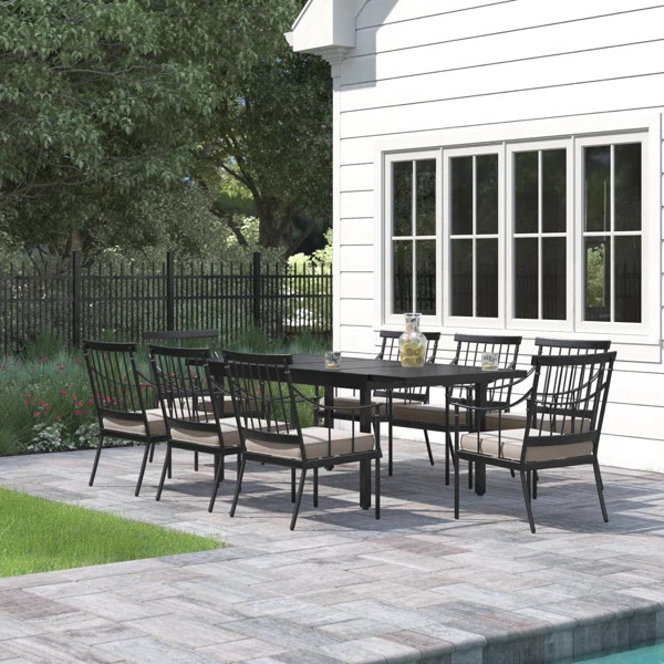 Argyri 8 - Person Rectangular Extendable Outdoor Dining Set with Cushions | Wayfair North America