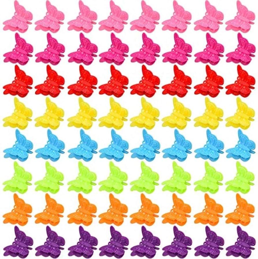 100 Packs Assorted Color Butterfly Hair Clips, Beautiful Mini Butterfly Hair Clips Hair Accessori... | Amazon (US)