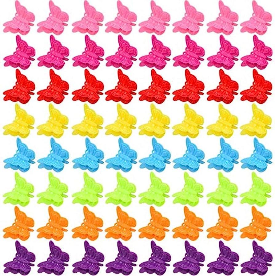 100 Packs Assorted Color Butterfly Hair Clips, Beautiful Mini Butterfly Hair Clips Hair Accessori... | Amazon (US)