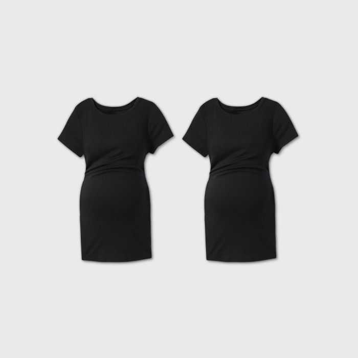 Short Sleeve Non-Shirred 2pk Bundle Maternity T-Shirt - Isabel Maternity by Ingrid & Isabel™ | Target