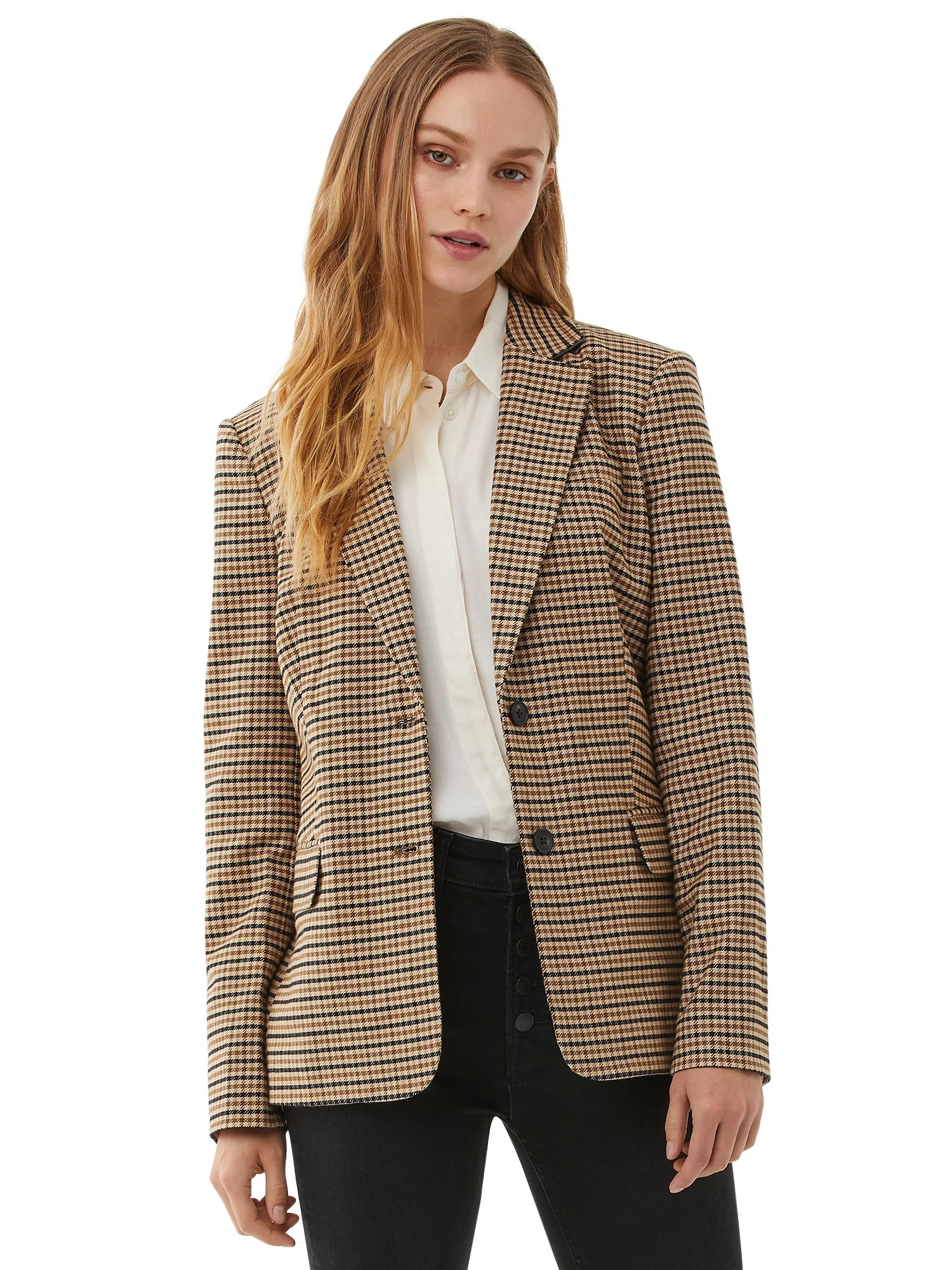 Free Assembly Long Sleeve Relaxed Fit Plaid Blazer (Women's) 1 Pack | Walmart (US)