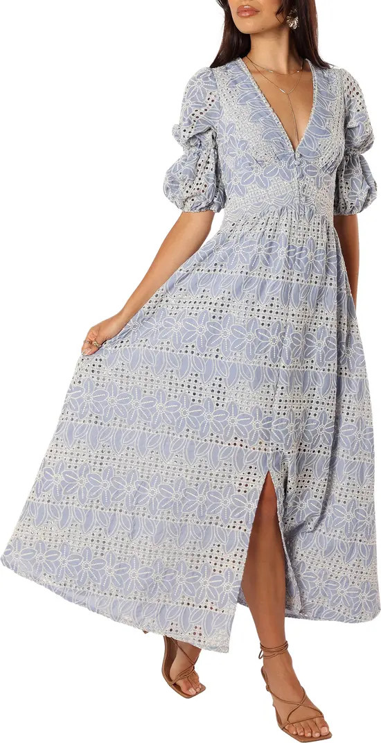 Petal & Pup Tani Eyelet Puff Sleeve Cotton Blend Maxi Dress | Nordstrom | Nordstrom