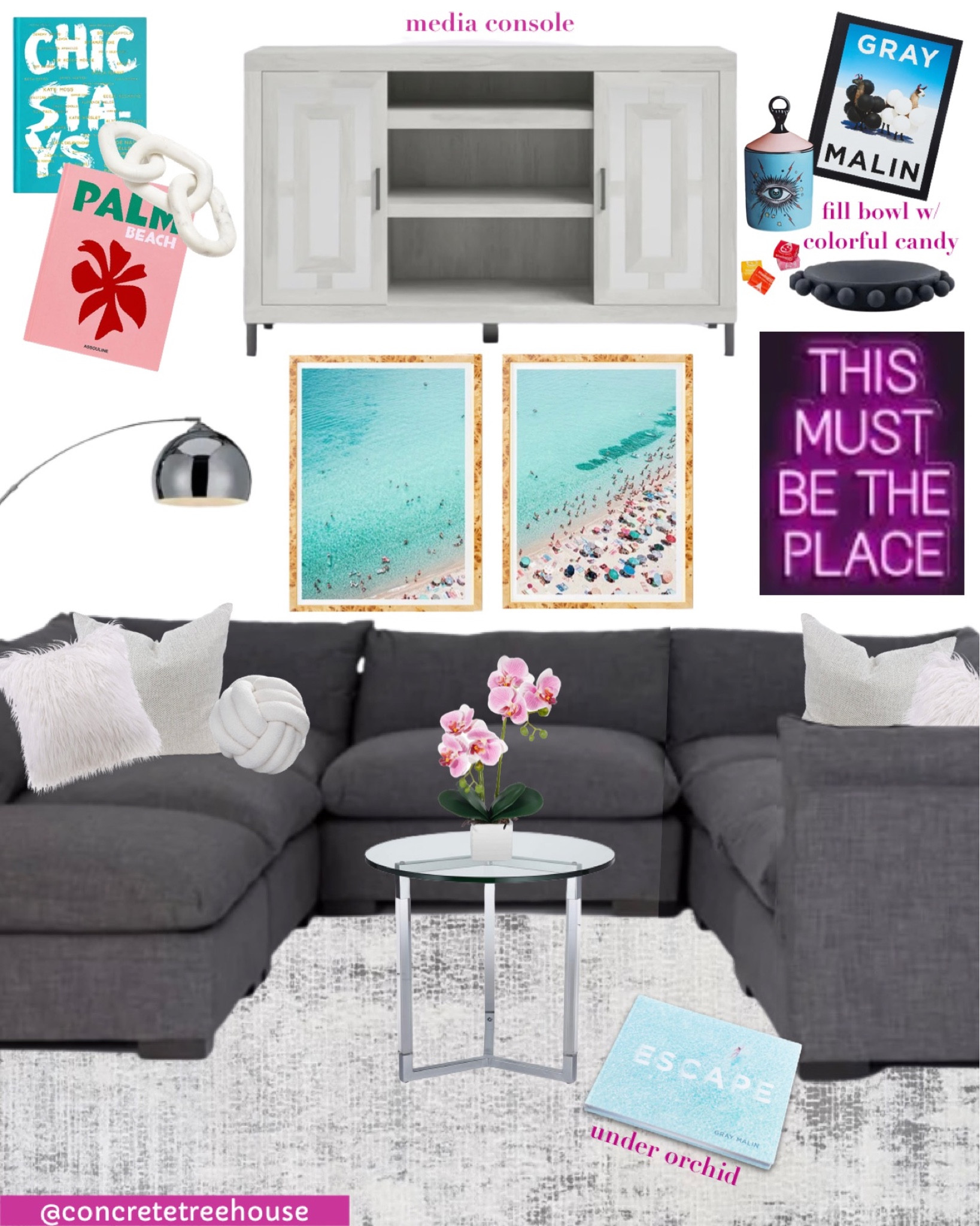 Chic Trendy Modern Living Room moodboard #greycouch #sectional #assouline #coffeetablebooks #orchid

#LTKhome #LTKstyletip #LTKunder100