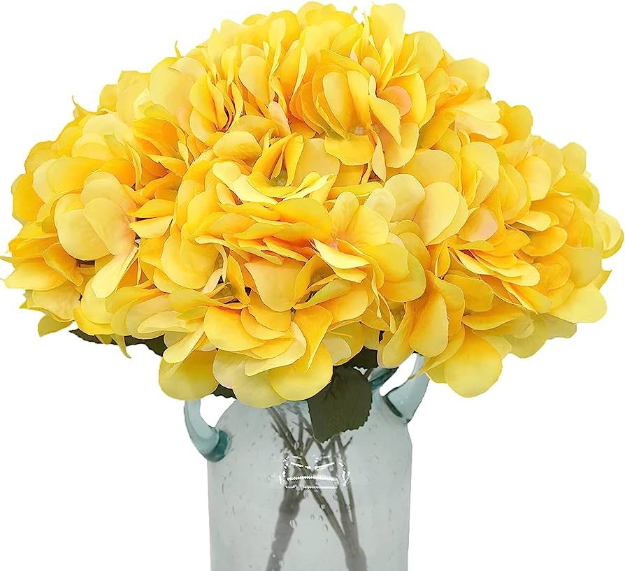 Blooming Paradise 5 Artificial Fake Flowers Plants Silk Hydrangea Arrangements Wedding Bouquets D... | Amazon (US)