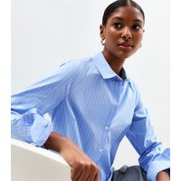 Women's Blue Striped Slim Fit Poplin Shirt New Look | New Look (UK)