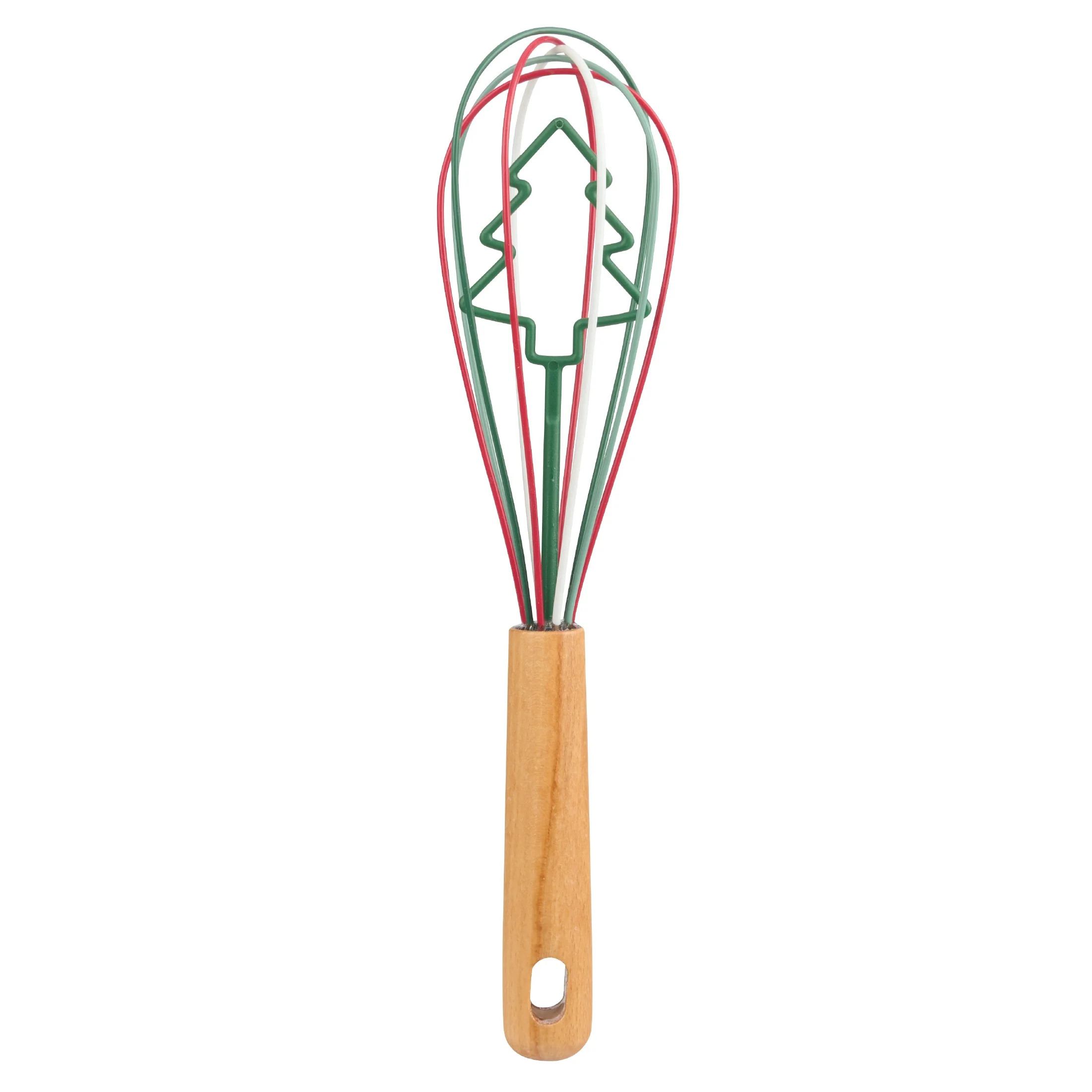 Holiday Time Silicone and Beechwood Whisk, Evergreen Tree Character, Red and Green | Walmart (US)