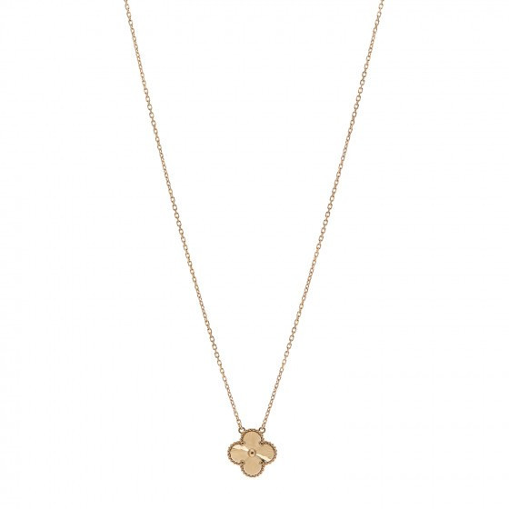 VAN CLEEF & ARPELS 18K Yellow Gold Guilloche Vintage Alhambra Pendant Necklace | Fashionphile