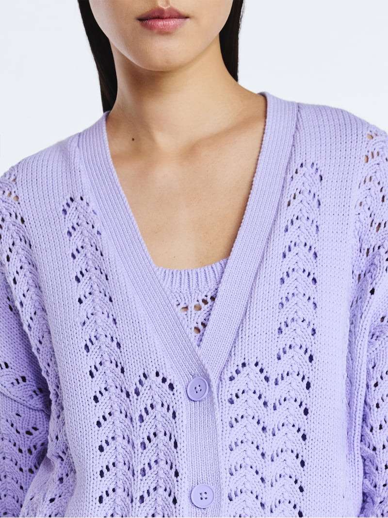 Scoop Women’s V Neck Sweater Cardigan, Midweight, Sizes XS-4X | Walmart (US)