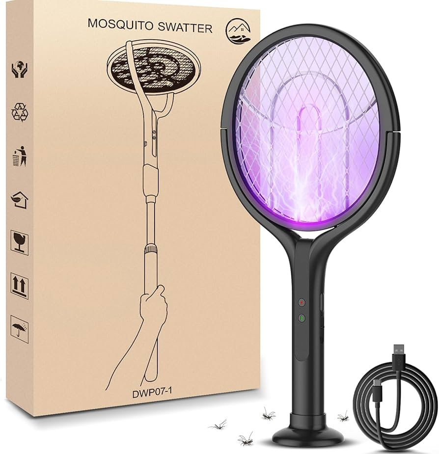Mosiller Rotating Head Electric Fly Swatter, 4000V Bug Zapper with 1800mah Rechargeable Battery, ... | Amazon (US)