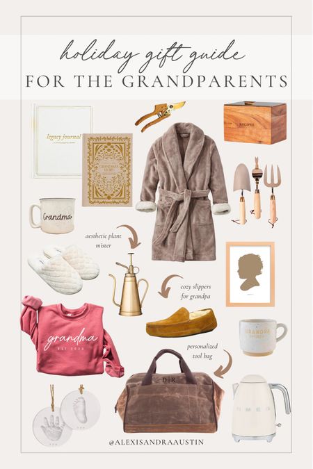 Holiday gift guide for the grandparents! These unique and personal gifts will please any grandparent in your life

Holiday gift guide, for the grandparents, cozy gifts, neutral aesthetic, Christmas gifting, stocking stuffers, cozy robe, recipe box, tool bag, slipper finds, personalized gift, garden tools, mug finds, found it on Amazon, Etsy, Target, shop the look!

#LTKHoliday #LTKGiftGuide #LTKSeasonal