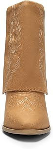 DREAM PAIRS Womens Cowboy Boots, Fold Over Pull On 3.14 Inch Chunky Heel Pointed Toe Embroidered ... | Amazon (US)