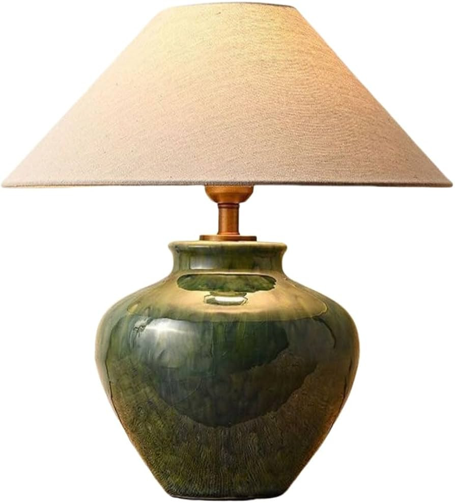 Sage Green End Table Lamps Farmhouse Pot Urn Ceramic Table Lamp for Living Room Vintage Bedroom S... | Amazon (US)