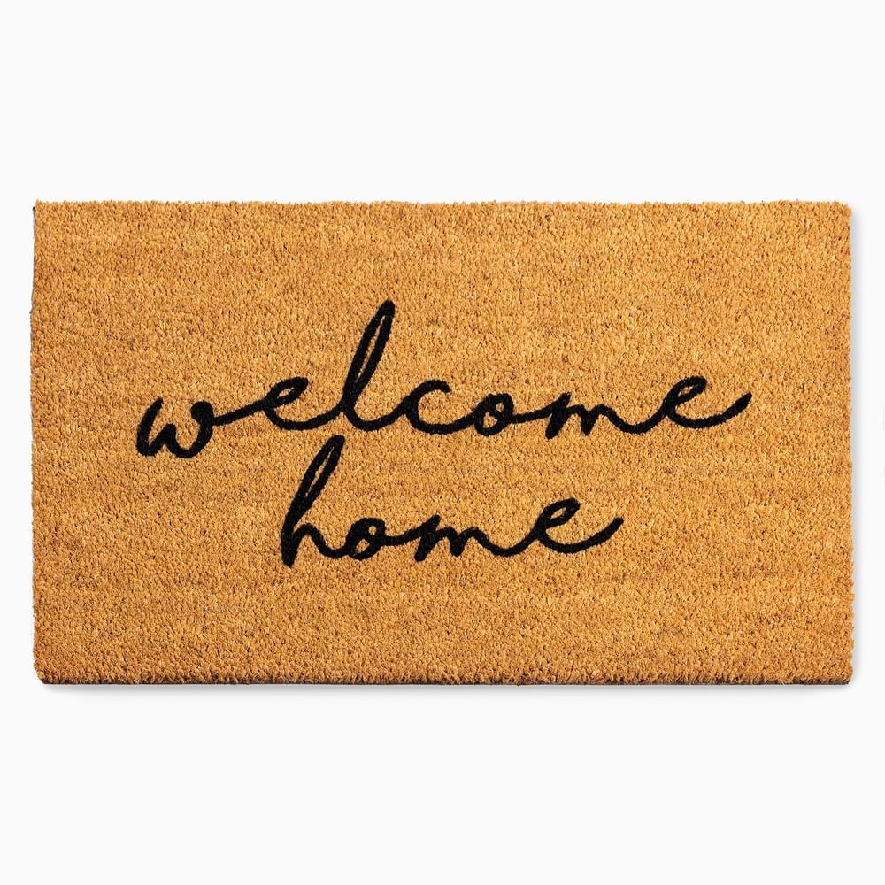 Welcome Home Doormat Coir Doormat With Vinyl Backing Black Writing 30X18 | West Elm (US)