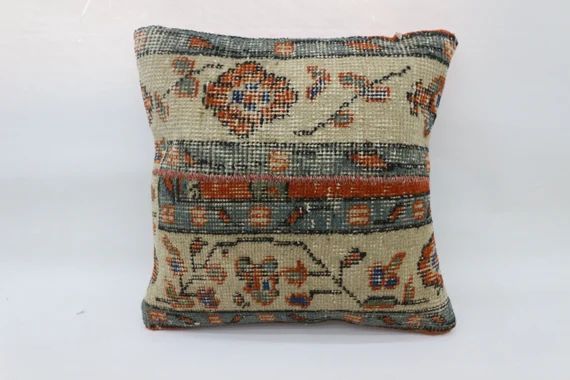 Home Decor Pillow, Turkish Pillow, Kilim Cover, 16x16 Organic Case, Beige Cover, Boho Pillow, Han... | Etsy (US)