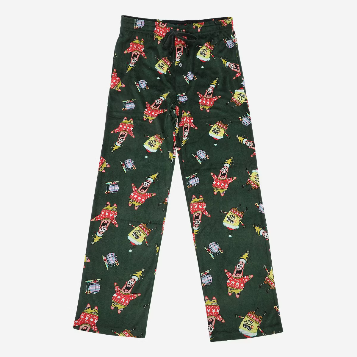 Men's SpongeBob SquarePants Holiday Lounge Fleece Pant - Green | Target