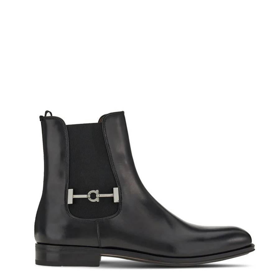 Ferragamo Mens Black Buckled Chelsea Boots | Jomashop.com & JomaDeals.com