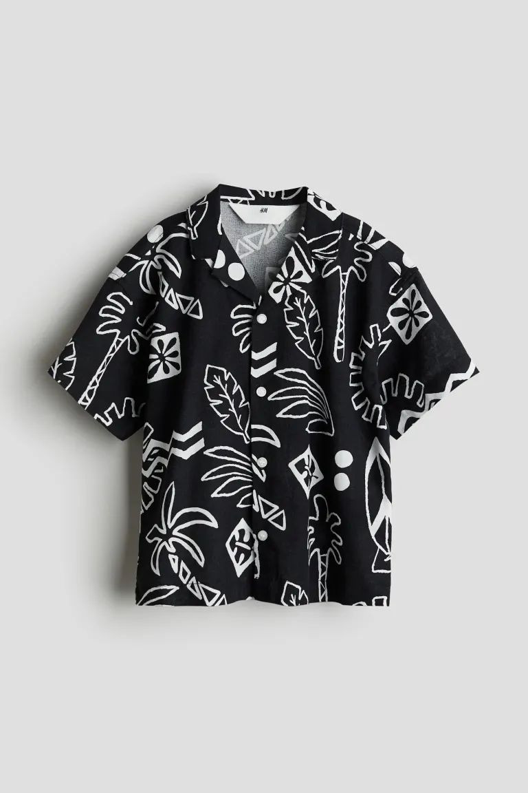 Patterned Resort Shirt - Black/patterned - Kids | H&M US | H&M (US + CA)