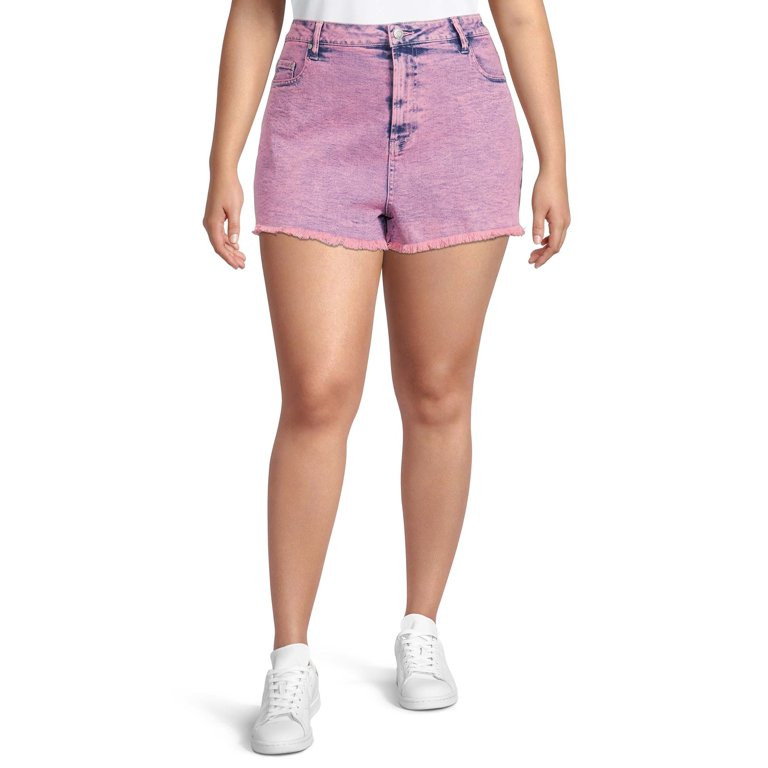 Madden NYC Juniors' Plus Size Super High Rise Denim Shorts - Walmart.com | Walmart (US)