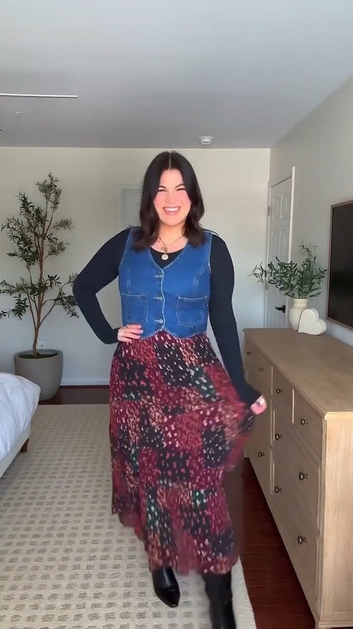 Pinterest inspired outfit as a size 12/14! Bralette, bodysuit, & skirt - size xl 
Vest - size large 
Boots - 10


#LTKMidsize #LTKSeasonal #LTKgrwm