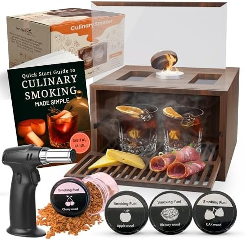 Bon Apperoo™ 2-Glass Culinary Smoker Box with Torch | Portable Cold Food and Cocktail Infuser |... | Amazon (US)