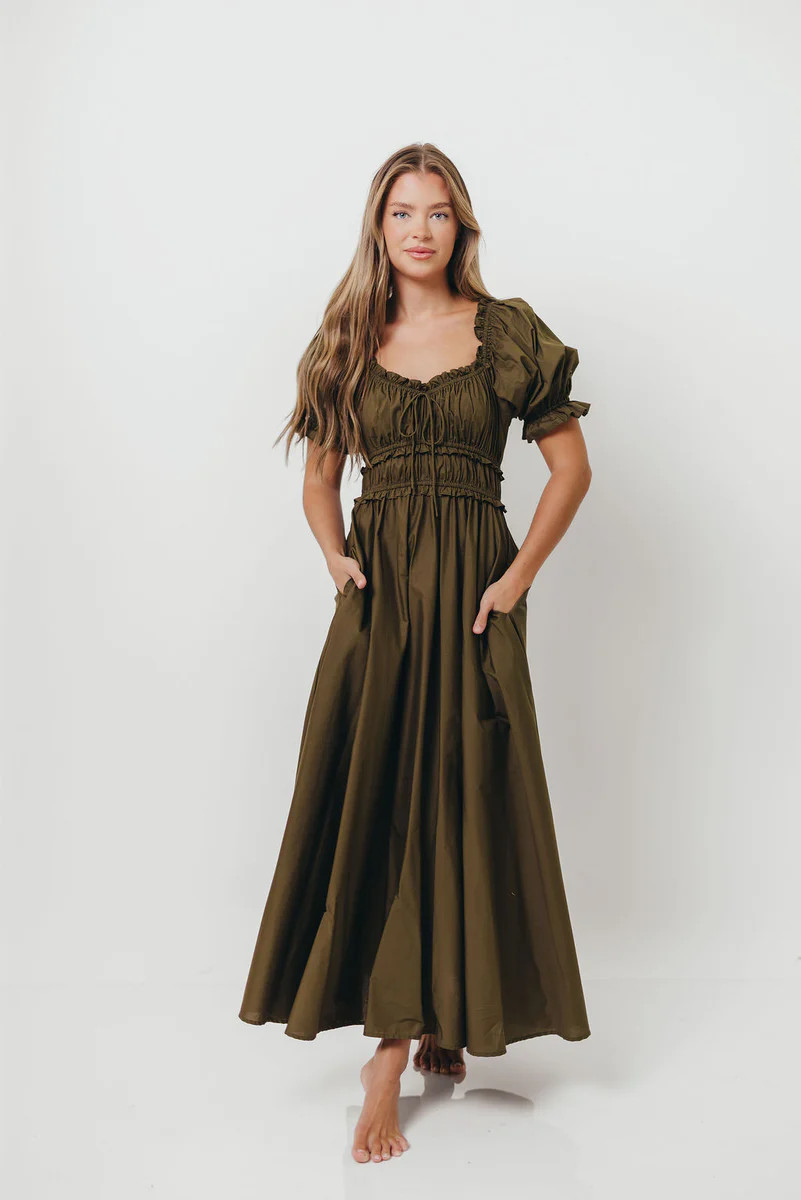 Sydnee Cotton Maxi Dress in Dusty Olive - Bump Friendly | Worth Collective