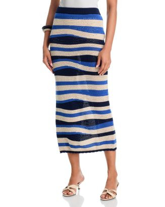 AQUA Wavy Crochet Midi Skirt - Exclusive | Bloomingdale's Women | Bloomingdale's (AU)