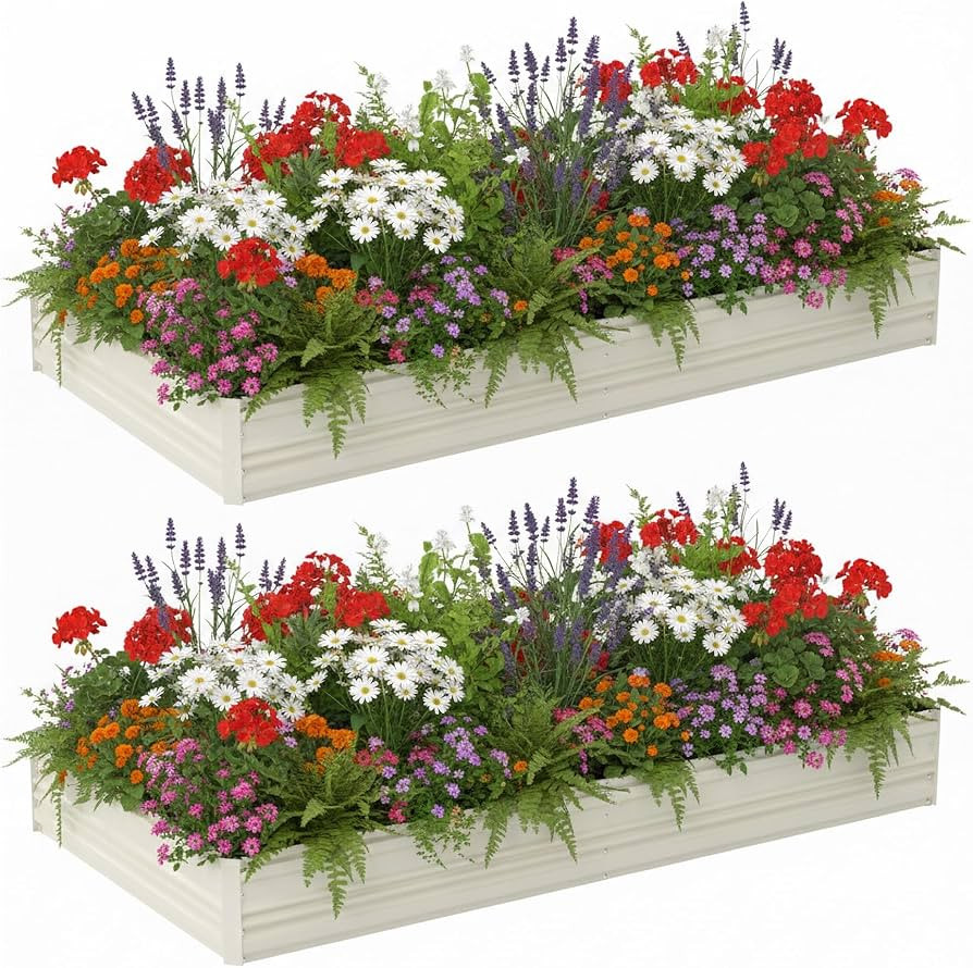 WORKPRO 2PK 7.5x4x1ft Outdoor Galvanized Raised Garden Bed, Rust-Resistant Planter Raised Beds fo... | Amazon (US)
